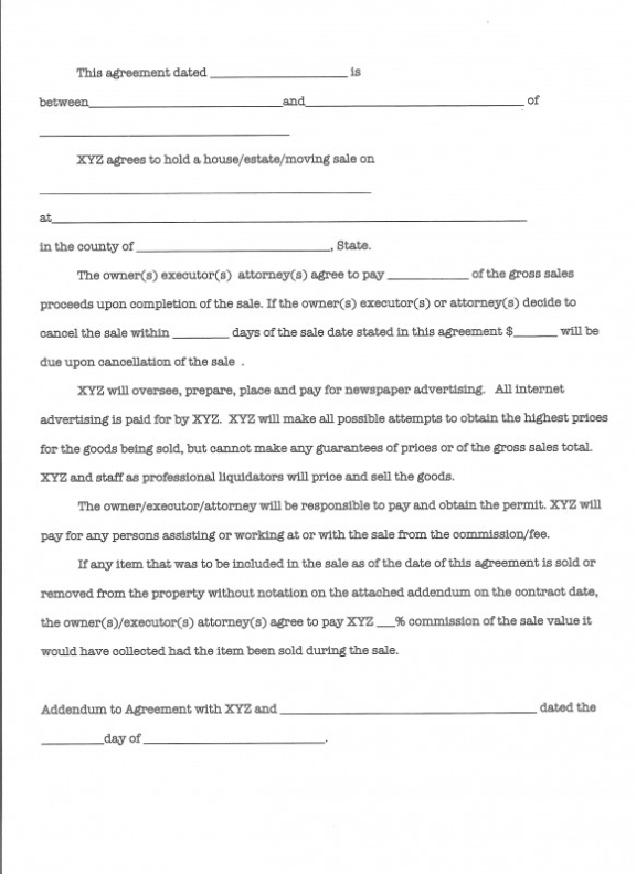 Estate Sale Contracts Archives – Page 7 Of 8 – Estate Sales News Regarding Free Newspaper Advertising Contract Template