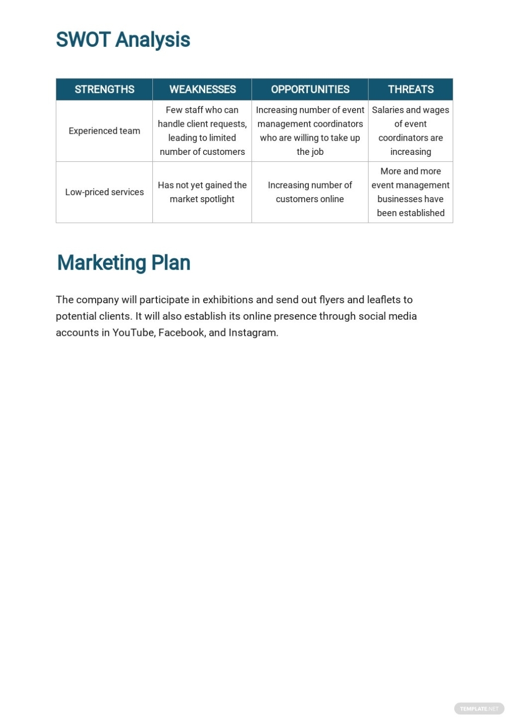 Event Management Business Plan Template [Free Pdf] - Google Docs, Word In Events Company Business Plan Template