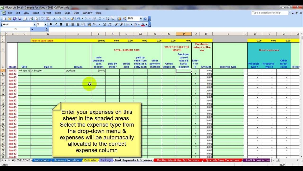 Excel Spreadsheet For Accounting Of Small Business | Sosfuer Within Business Accounts Excel Template