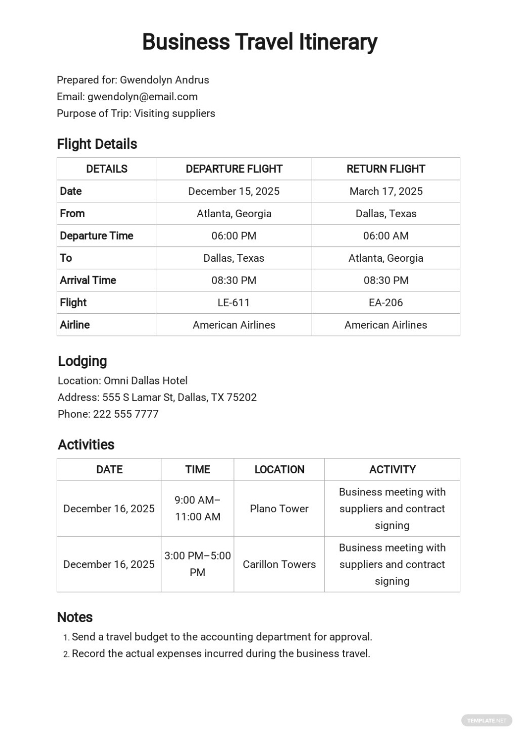 Executive Travel Itinerary Template [Free Pdf] - Google Docs, Google Within Business Travel Itinerary Template Word