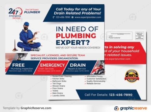 Expert Plumber Every Door Direct Mail Eddm Postcard Template – Graphic With Every Door Direct Mail Postcard Template