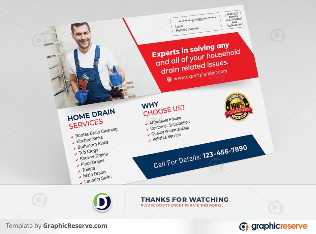 Expert Plumber Every Door Direct Mail Eddm Postcard Template - Graphic with Every Door Direct Mail Postcard Template