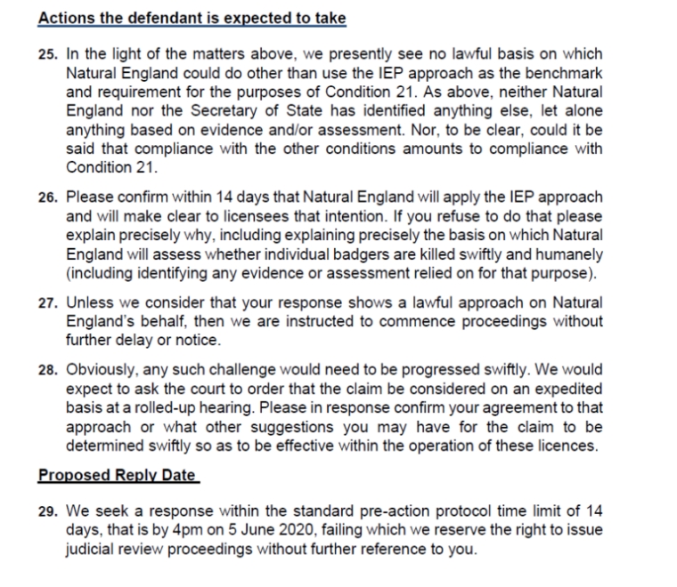 Extracts From Our Pre Action Protocol Letter To Natural England. - Wild with Pre Action Protocol Letter Template