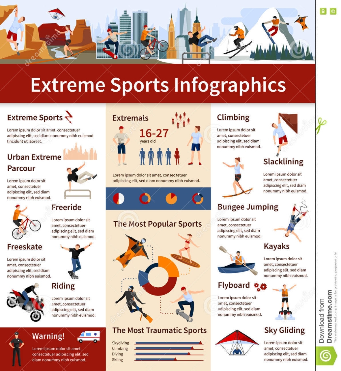 Extreme Sports Infographics Stock Vector – Illustration Of Popular For Sports Infographics Templates