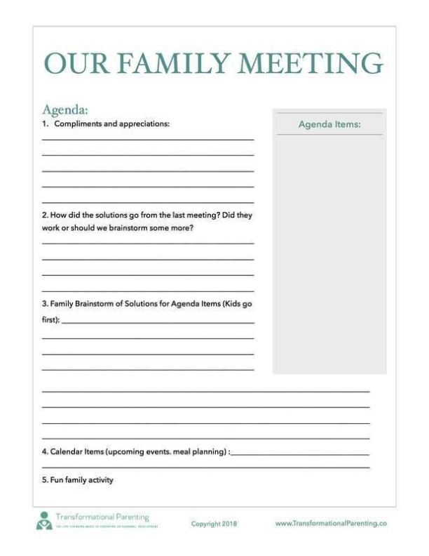 Family Meeting Agenda Template – Family Meeting Agenda Ideas Free Pertaining To Family Meeting Agenda Template