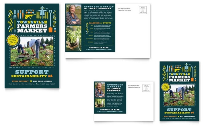 Farmers Market Postcard Template - Word & Publisher In Postcard Size Template Word