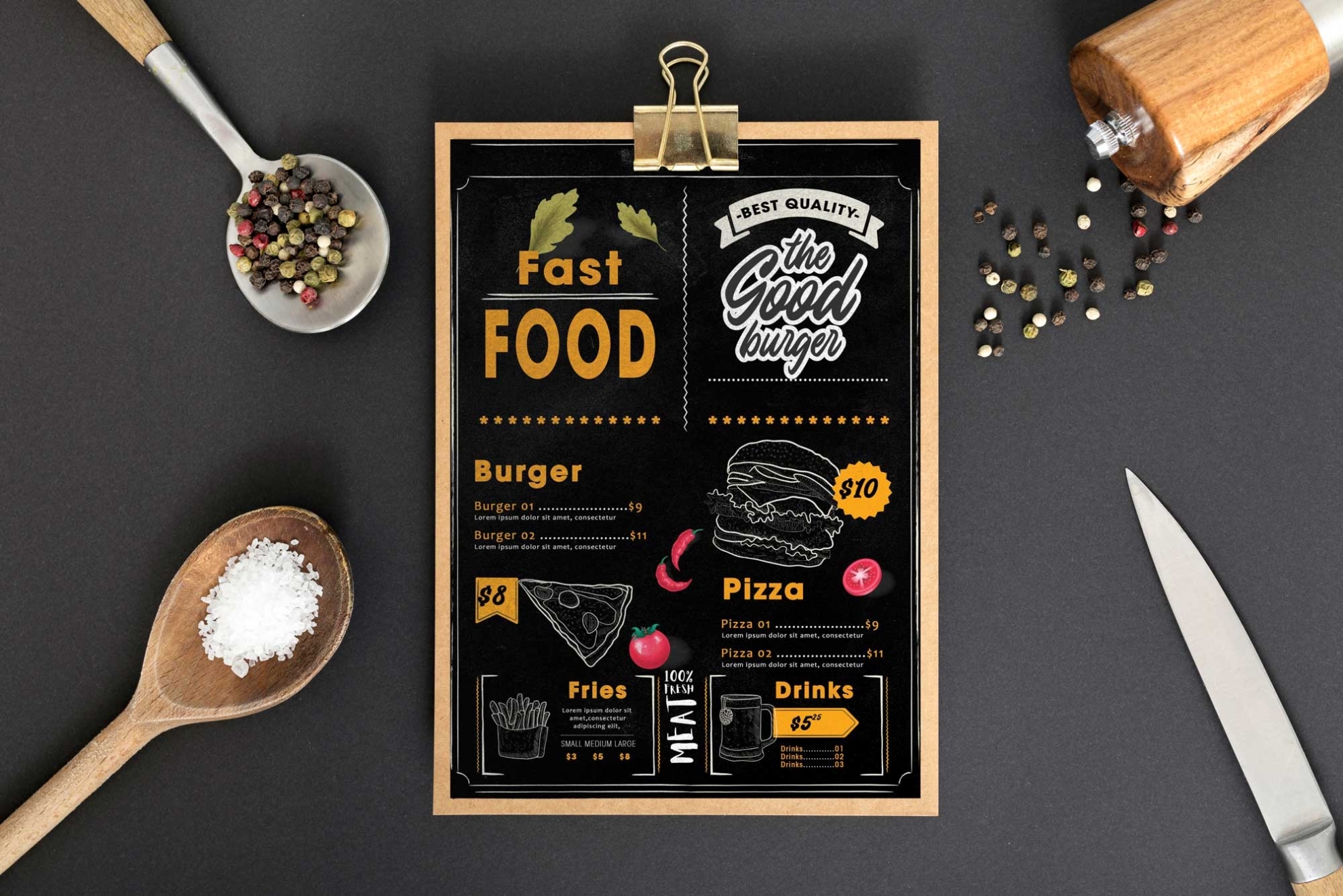 Fast Food Restaurant Menu Design Template – 99Effects Intended For Fast Food Menu Design Templates
