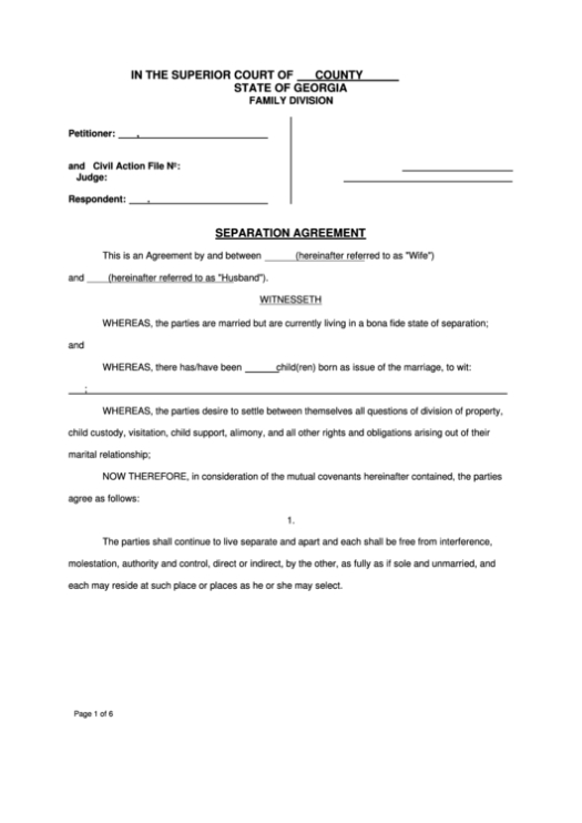 Fillable Separation Agreement Printable Pdf Download Pertaining To Simple Employee Separation Agreement Template