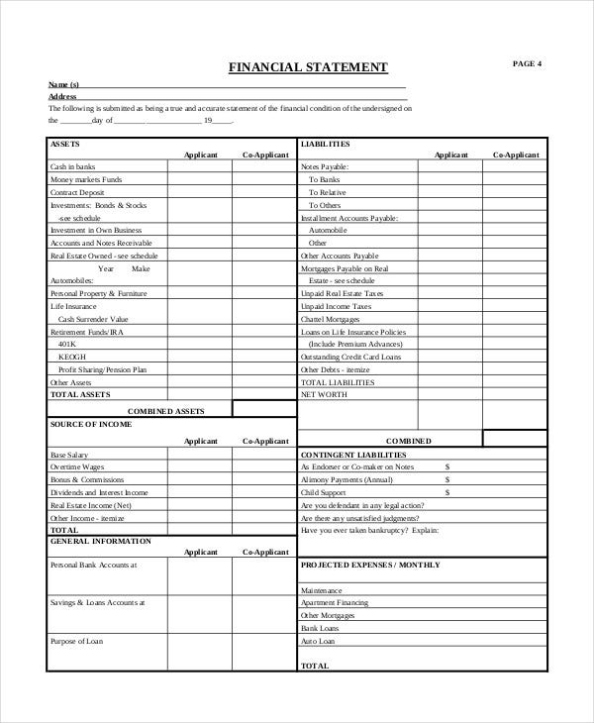 Financial Statement – 23+ Free Word, Pdf Format | Free & Premium Templates Within Financial Statement For Small Business Template