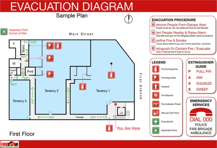 Fire Safety Training In Chennai: Evacuation (Emergency) Plan Throughout Evacuation Label Template
