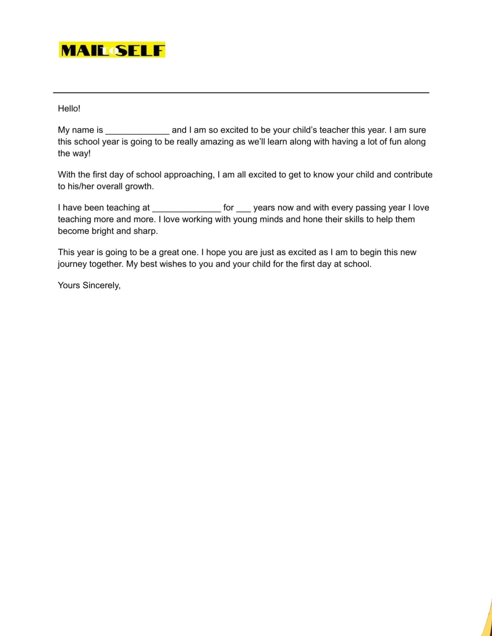 First Day Of School Letter To Parents: How To, Templates & Examples In Parent Note To School Template