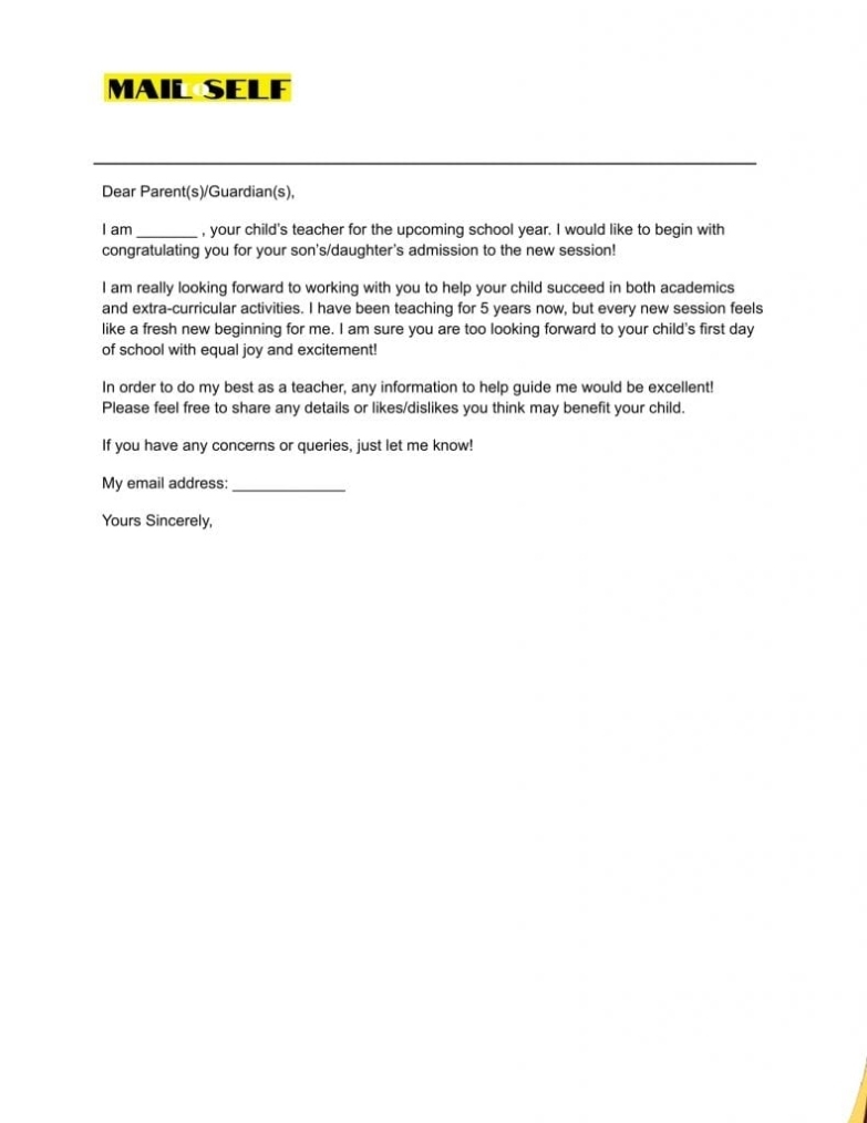 First Day Of School Letter To Parents: How To, Templates & Examples In Parent Note To School Template