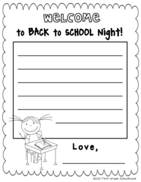 First Grade Schoolhouse: Back To School Night Regarding Parent Note To School Template