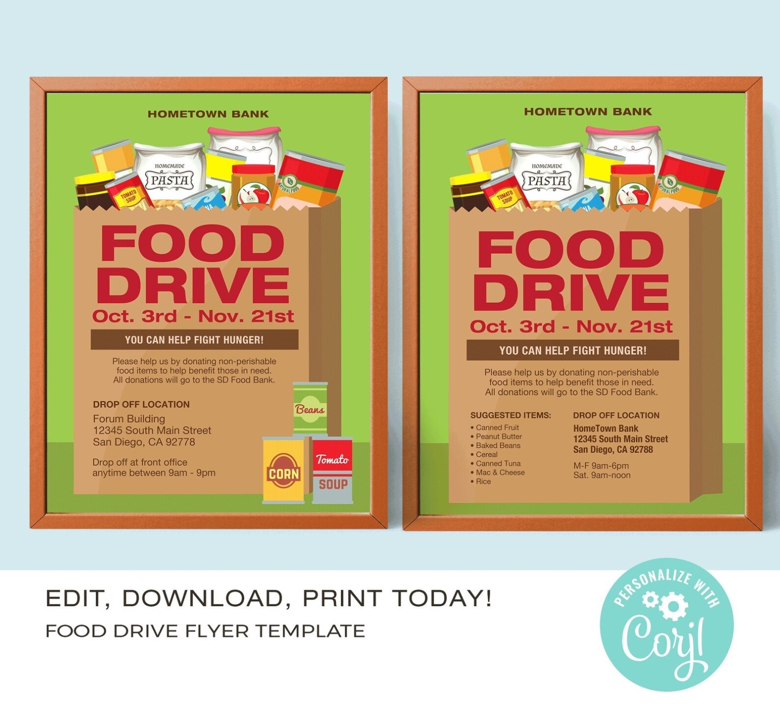 Food Drive Flyer Template Canned Food Drive Flyer | Etsy Intended For Canned Food Drive Flyer Template