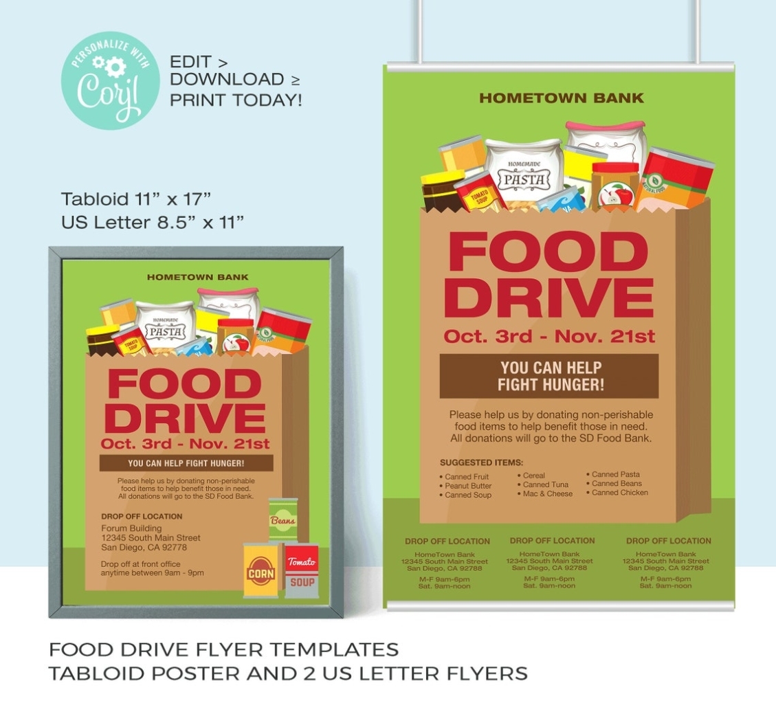 Food Drive Flyer Template Canned Food Drive Flyer | Etsy Within Canned Food Drive Flyer Template
