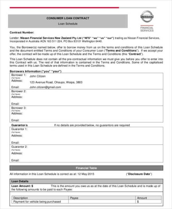 Free 10+ Loan Contract Samples &amp; Templates In Pdf | Ms Word with consumer loan agreement template