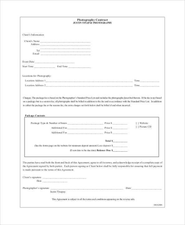 Free 10+ Photography Contract Samples In Pdf | Ms Word Inside Wedding Photography Terms And Conditions Template