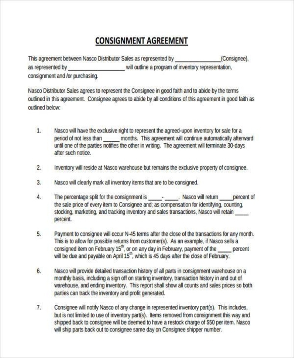 Free 11 + Consignment Agreement Forms In Ms Word | Pdf Inside Simple Consignment Agreement Template