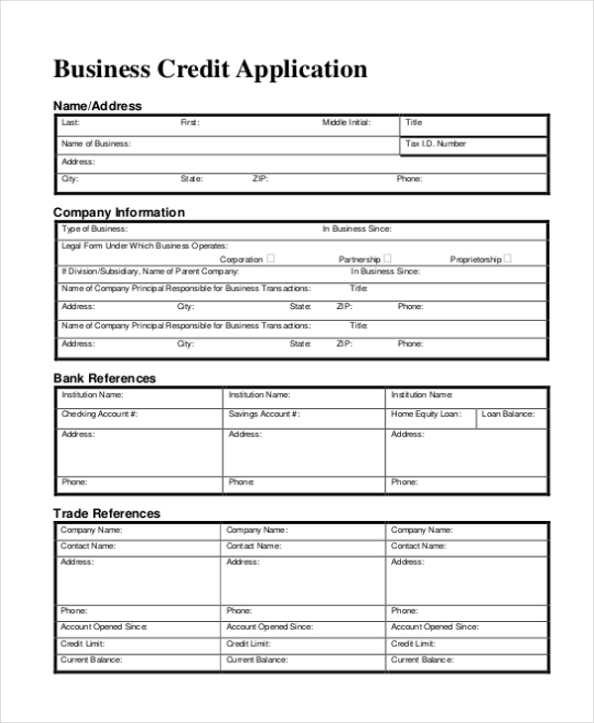 Free 13+ Sample Credit Application Forms In Pdf | Ms Word | Excel Within Free Hardware Loan Agreement Template