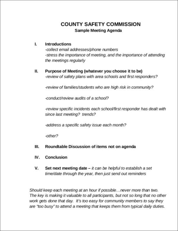 Free 14+ Meeting Agenda Samples &amp; Templates In Pdf in Safety Committee Meeting Template