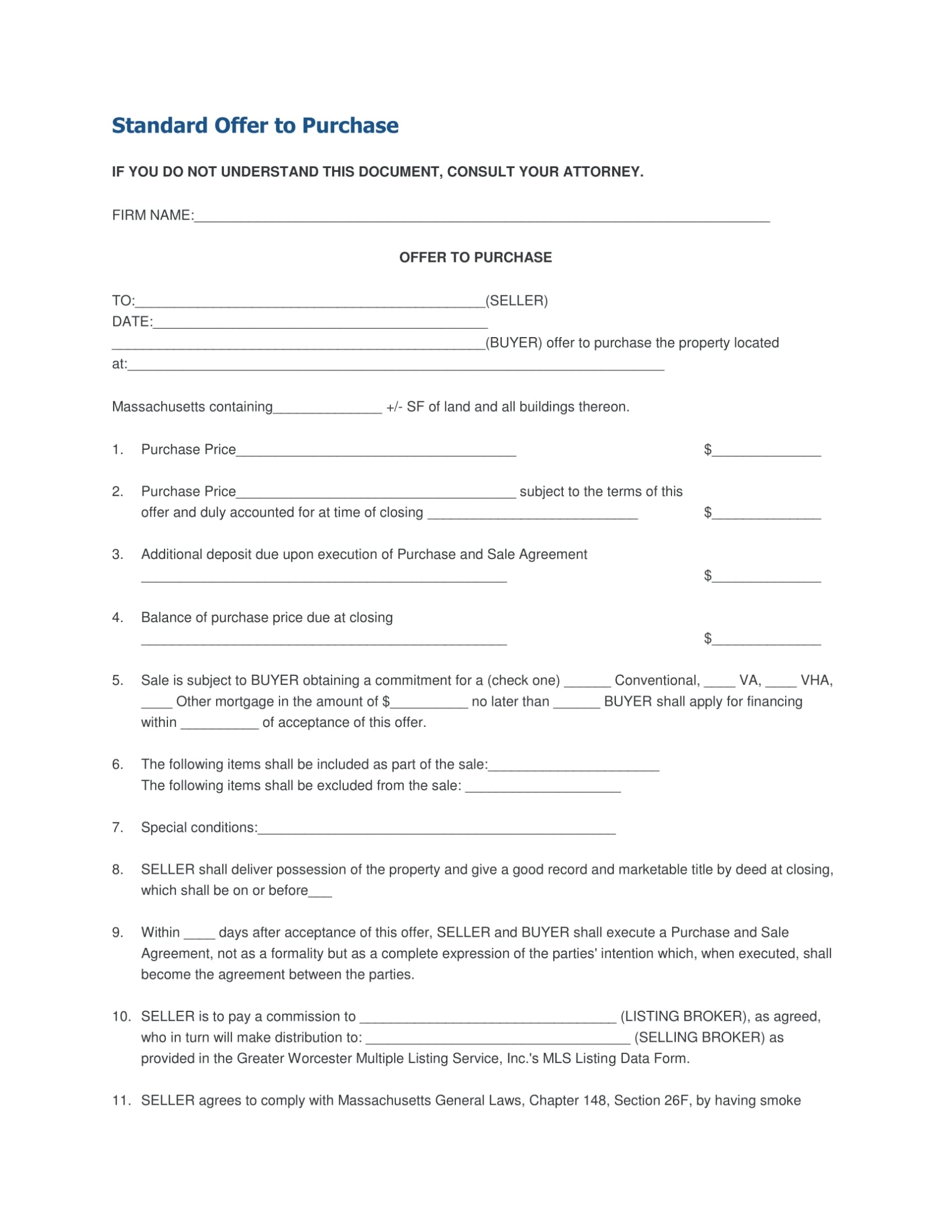 Free 18+ Purchase Forms [ Vehicle Purchase, Business Purchase, Real In Offer To Purchase Business Agreement Template