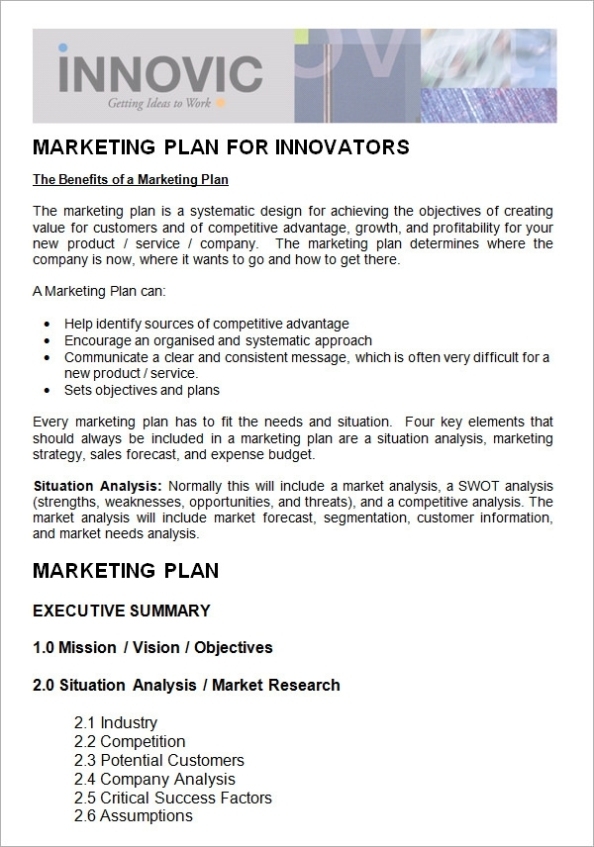 Free 19+ Sample Marketing Plan Templates In Google Docs | Ms Word Within Very Simple Business Plan Template