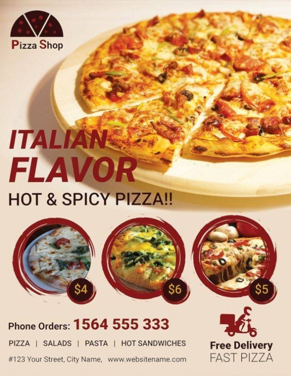 Free 26+ Pizza Flyer Examples In Publisher | Word | Photoshop With Regard To Pizza Sale Flyer Template
