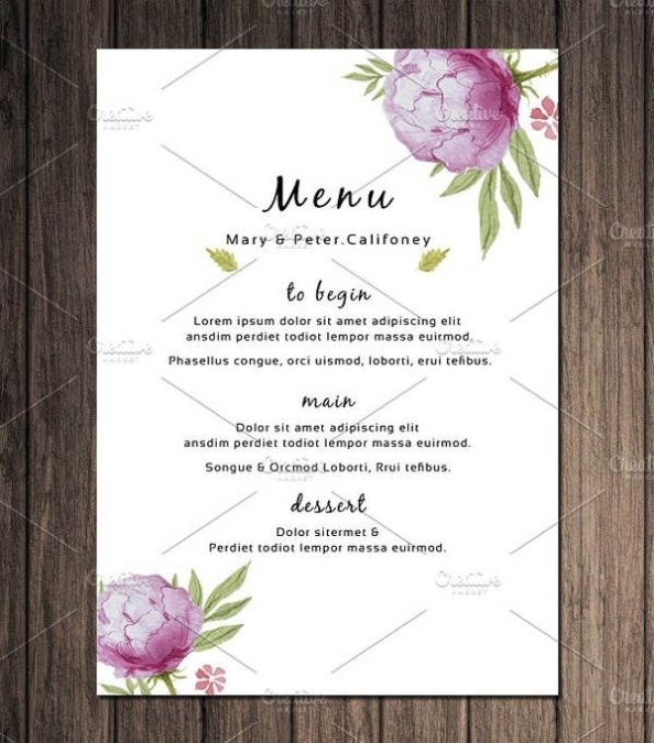 Free 27+ Wedding Menu Designs In Psd | Ai | Ms Word | Pages | Publisher With Regard To Free Wedding Menu Template For Word