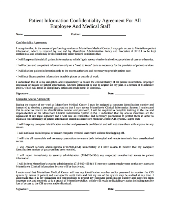 Free 4+ Sample Patient Confidentiality Agreement Templates In Pdf | Ms Regarding Therapy Confidentiality Agreement Template