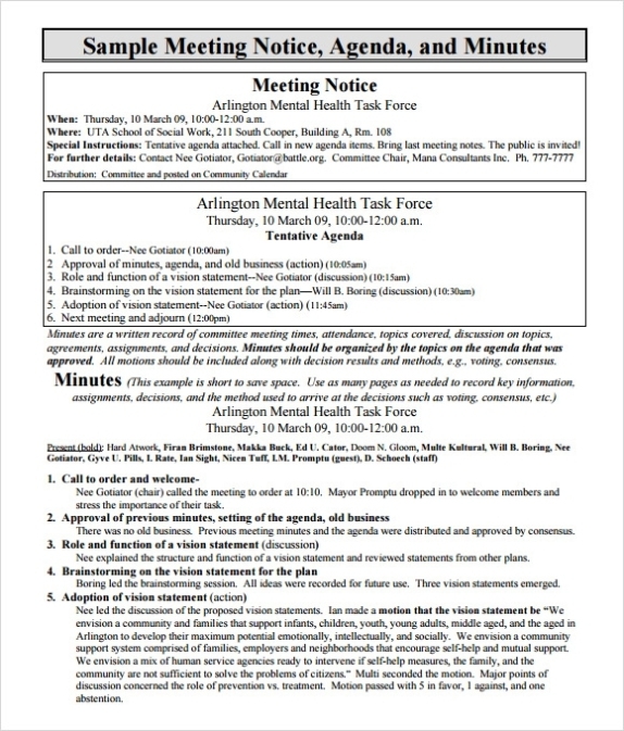 Free 6+ Useful Meeting Notes Templates In Pdf | Psd Inside Meeting Note Taking Template