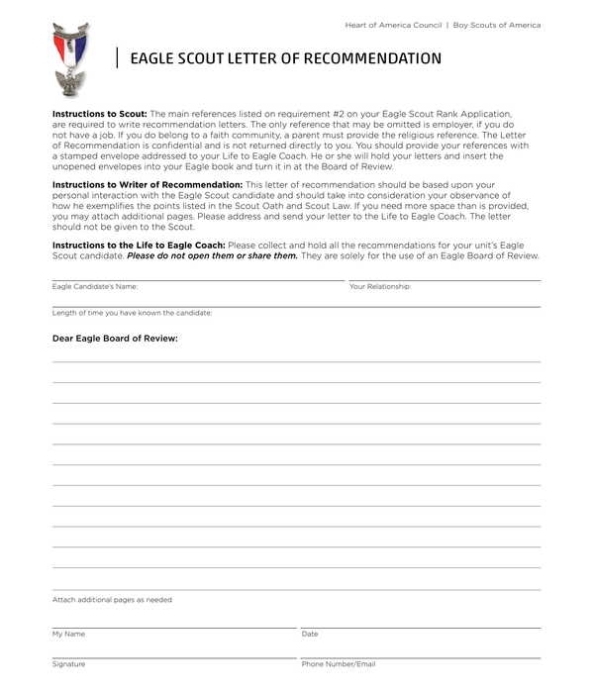 Free 7+ Letters Of Recommendation In Pdf | Ms Word Inside Eagle Scout Recommendation Letter Template