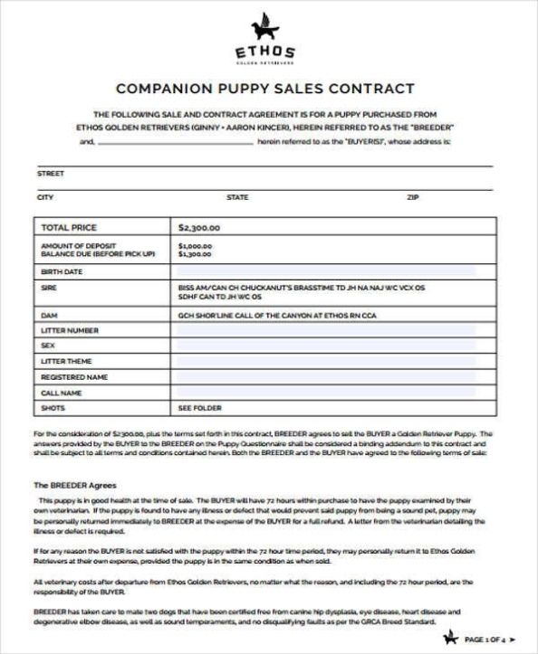 Free 7+ Puppy Sales Contract Samples & Templates In Pdf | Ms Word Regarding Puppy Contract Templates