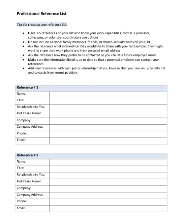 Free 7+ Sample Professional Reference Templates In Ms Word | Pdf Within Business Reference Template Word
