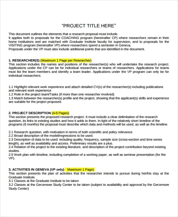 Free 7+ Sample Research Project Templates In Pdf | Ms Word Pertaining To Short Proposal Template