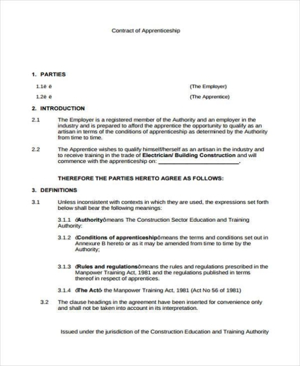 Free 8+ Apprenticeship Agreement Forms In Pdf | Ms Word With Regard To Training Agreement Between Employer And Employee Template