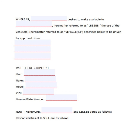 Free 8+ Car Lease Agreement Templates In Ms Word | Pdf | Pages | Google For Vehicle Rental Agreement Template