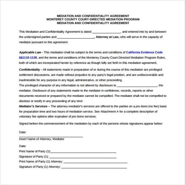Free 8+ Mediation Agreement Templates In Pdf | Ms Word | Google Docs Throughout Negotiated Settlement Agreement Sample