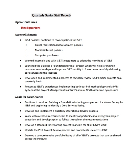Free 8+ Sample Project Quarterly Report Templates In Pdf With Regard To Quarterly Report Template Small Business
