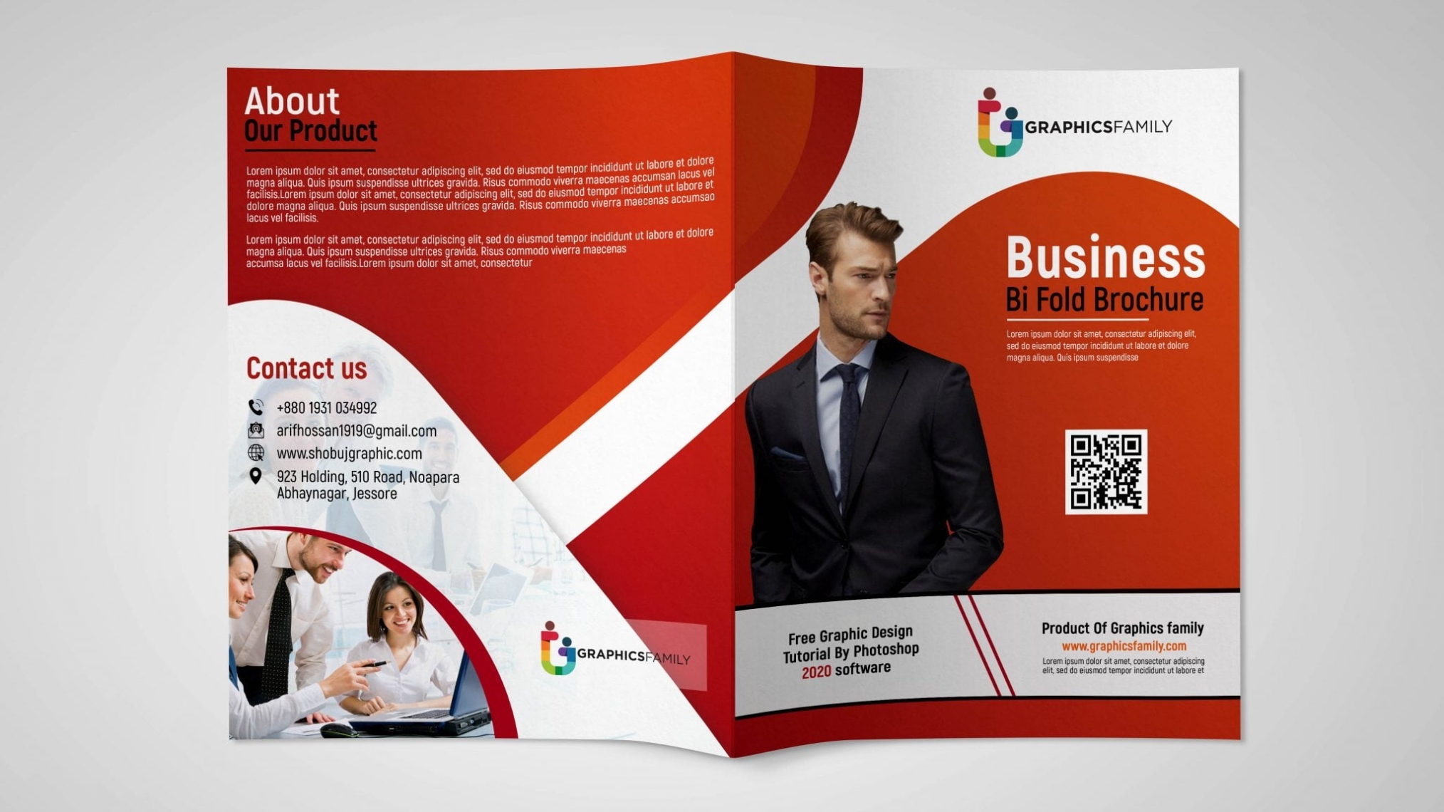 Free Business Bi Fold Brochure Design Template Free Psd - Graphicsfamily With Regard To Free Downloadable Flyer Templates