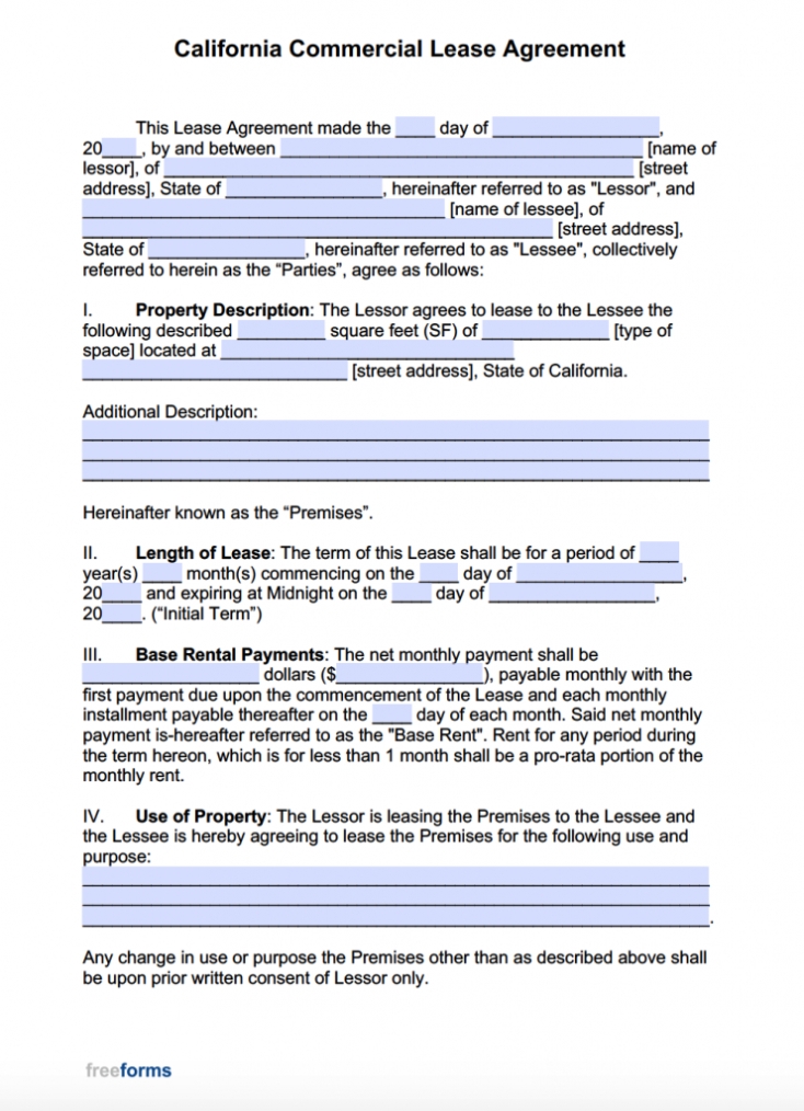 Free California Commercial Lease Agreement Template | Pdf | Word Throughout Business Lease Agreement Template Free