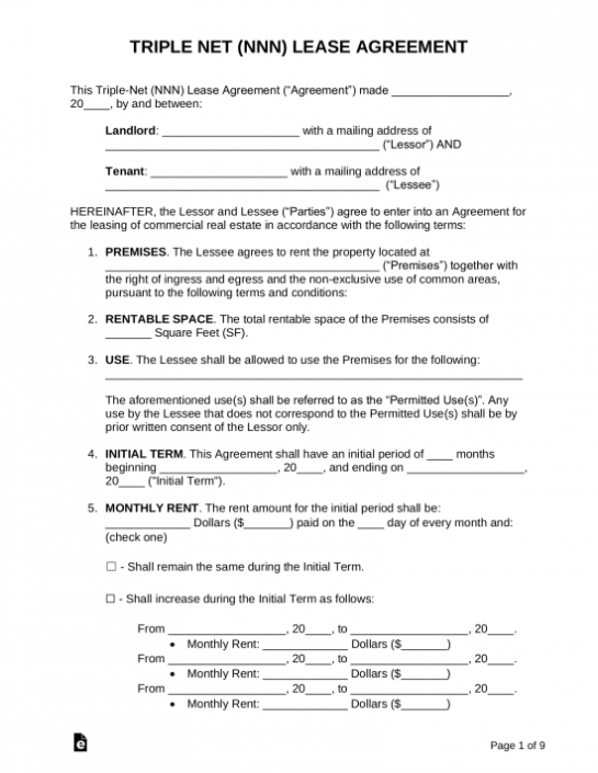 Free Commercial Lease Agreement Template – Word | Pdf – Eforms With Net 30 Terms Agreement Template