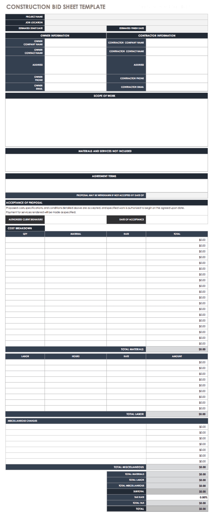 Free Contractor Proposal Template Collection with Free Contractor Proposal Template