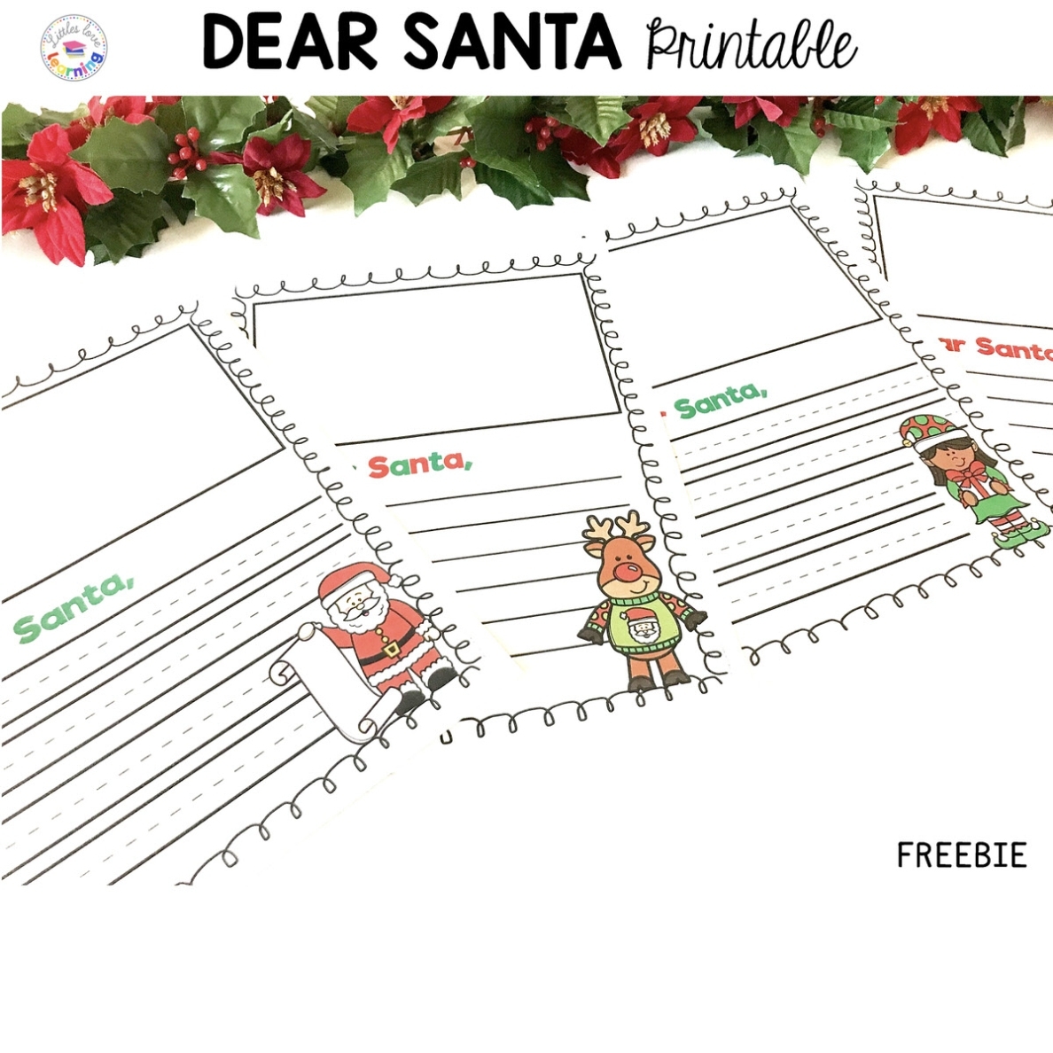 Free Dear Santa Letter Template (Printable) For Preschool & Kindergarten For Dear Santa Template Kindergarten Letter