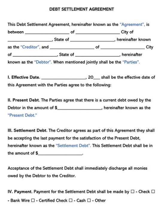 Free Debt Settlement Agreement Templates (Word | Pdf) With Debt Settlement Agreement Letter Template