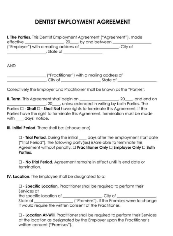 Free Dentist Employment Agreement Templates (W Guide & Overview) Inside Cpa Hire Agreement Template
