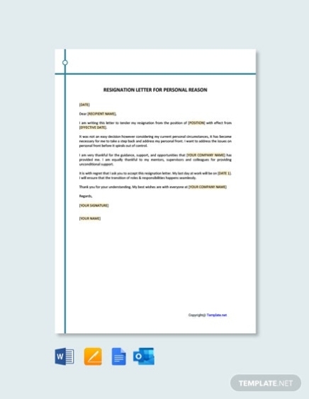 Free Job Resignation Letter Template – Word (Doc) | Google Docs | Apple With Personal Training Cancellation Policy Template