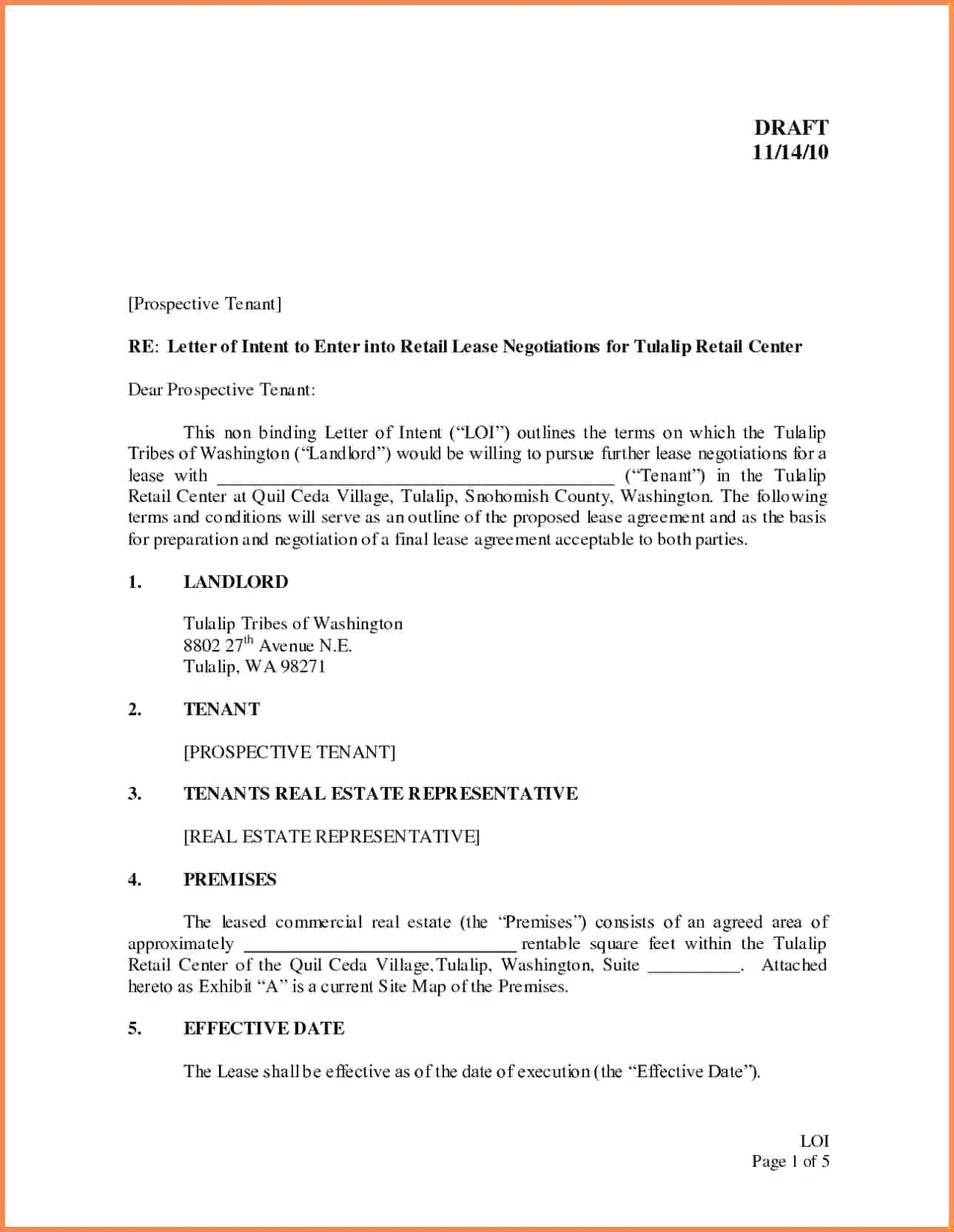 Free Letter Of Intent To Lease Commercial Space Template Samples For Business Lease Proposal Template