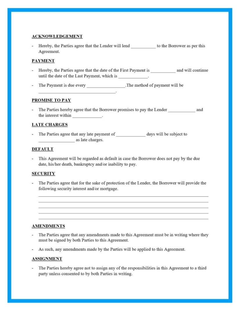 Free Loan Agreement Templates And Sample With Free Binding Financial Agreement Template