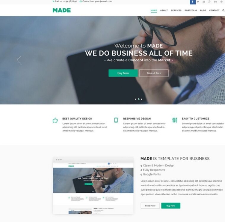 Free Made Business Website Template Psd – Titanui Throughout Website Templates For Small Business
