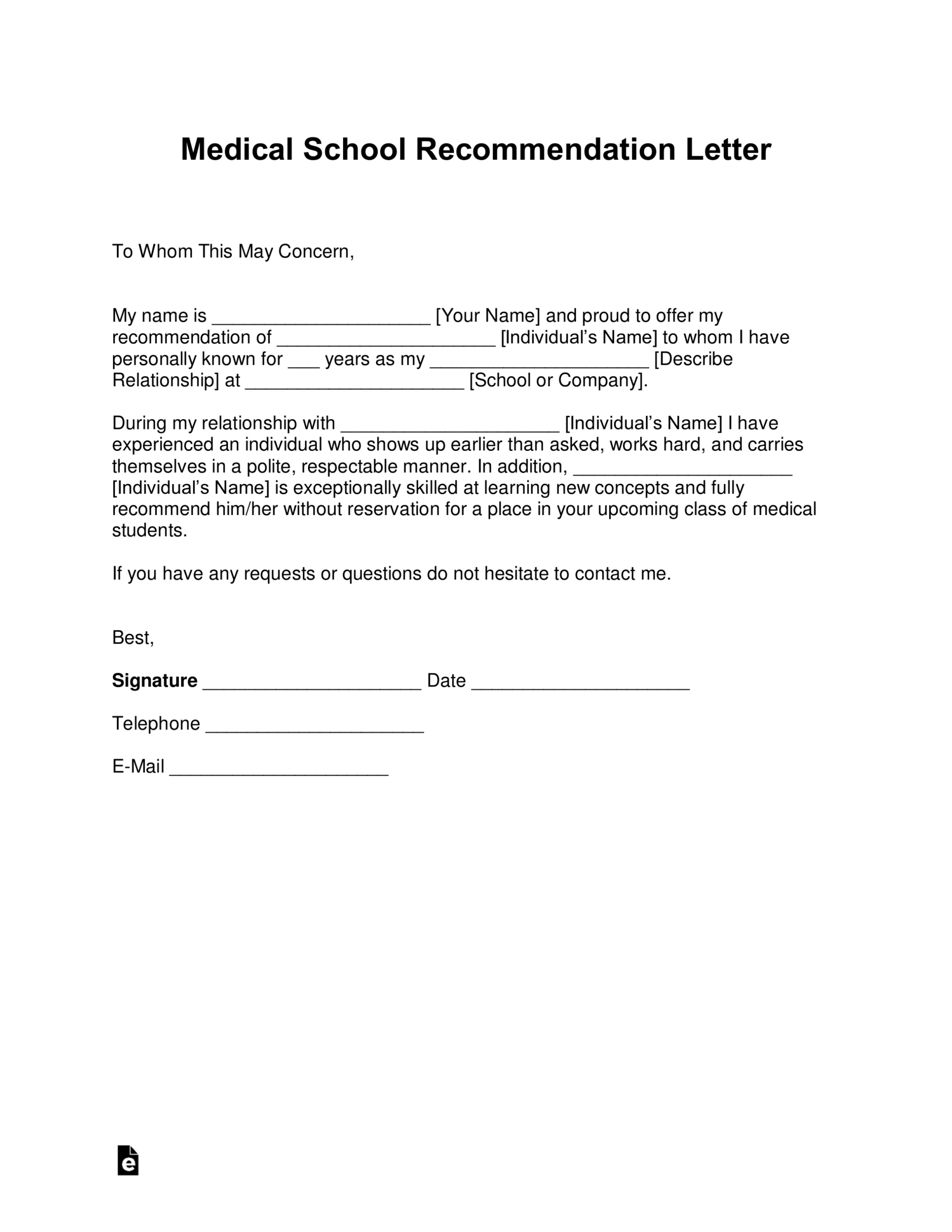Free Medical School Letter Of Recommendation Template – With Samples Within Letter Of Recommendation Request Template